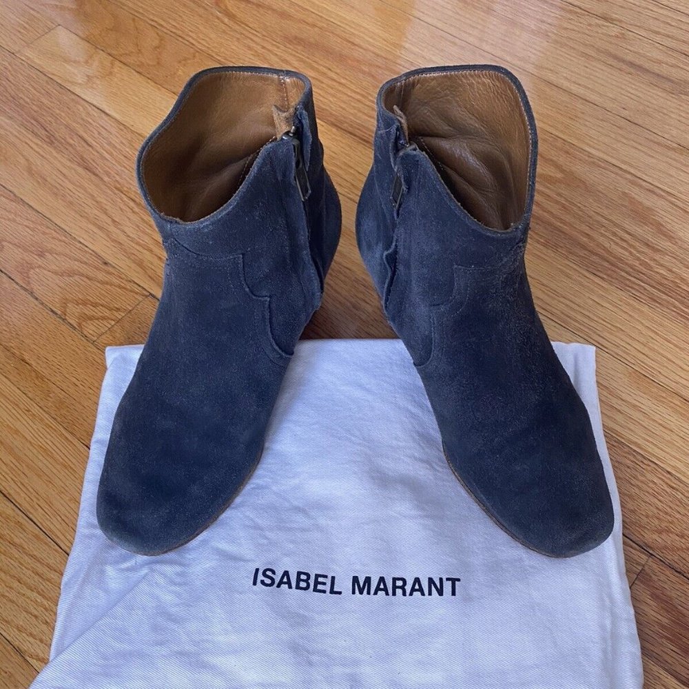 ISABEL MARANT Étoile Suede Dicker Ankle Boots Faded Black 37
